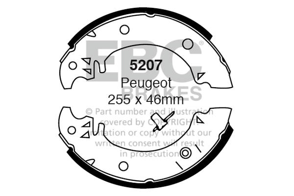 EBC Rear Brake Shoe Set Peugeot