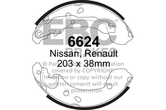 EBC Rear Brake Shoe Set Nissan Renault