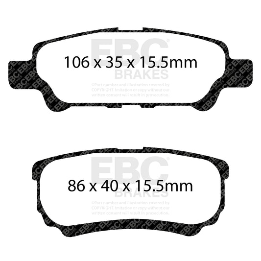 EBC YELLOWSTUFF Rear Brake Pad Set Chrysler (USA) Dodge (USA)