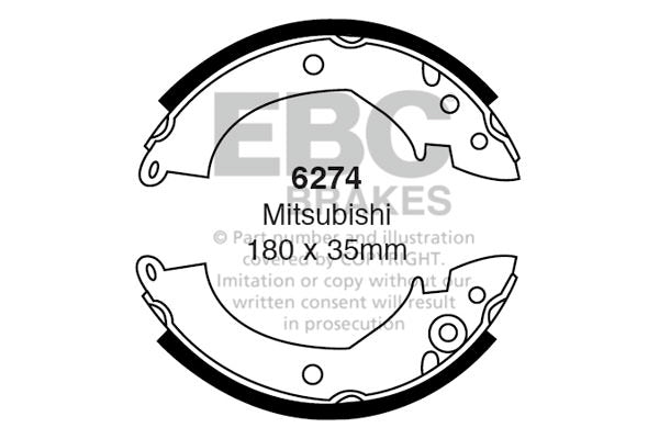 EBC Rear Brake Shoe Set Hyundai Mitsubishi