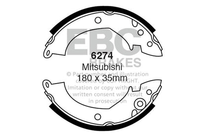 EBC Rear Brake Shoe Set Hyundai Mitsubishi
