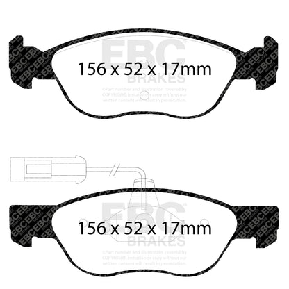 EBC ULTIMAX2 Front Brake Pad Set Alfa Romeo 71752988 71770110