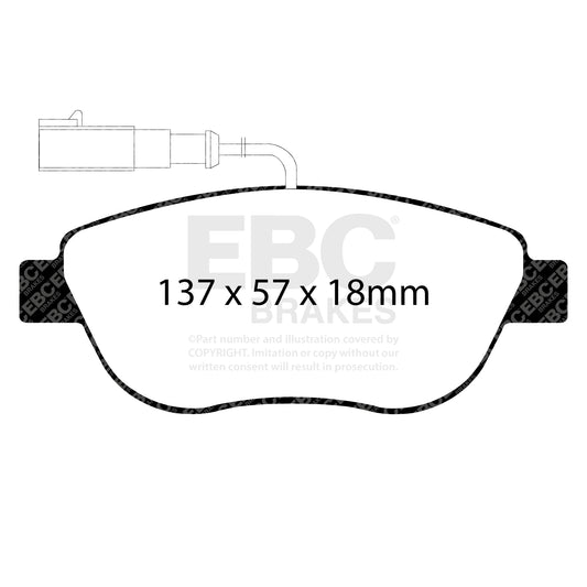 EBC ULTIMAX2 Front Brake Pad Set Abarth Chrysler (UK)