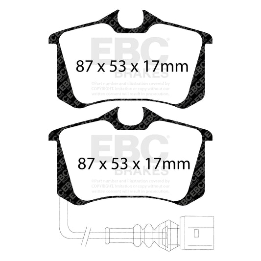 EBC REDSTUFF Rear Brake Pad Set Audi Volkswagen
