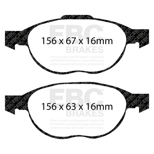 EBC REDSTUFF Front Brake Pad Set Volvo 1223682 1809256