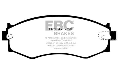 EBC Zestaw klocków hamulcowych REDSTUFF Infiniti Nissan