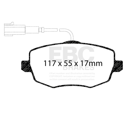 EBC ULTIMAX2 Brake Pad Set front Lancia 77364332