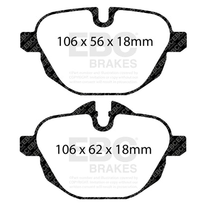 EBC REDSTUFF Brake Pad Set Rear BMW 34212788284 34216788284