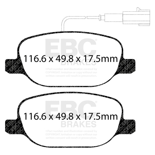 EBC REDSTUFF Rear Brake Pad Set Alfa Romeo Lancia 77365542