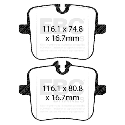 EBC YELLOWSTUFF Rear Brake Pad Set BMW Rolls Royce 34207883269